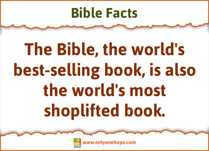 The Bible, the world's best-selling book, is also the world's most shoplifted book. 