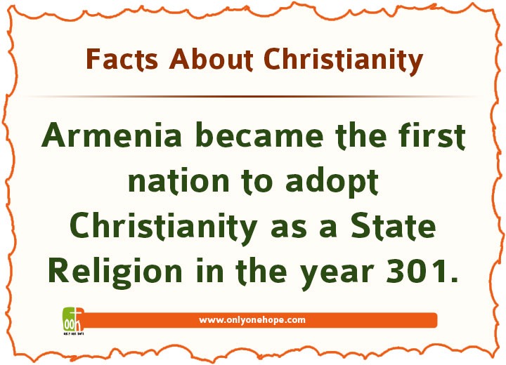 Armenia became the firstnation to adoptChristianity as a State Religion in the year 301.