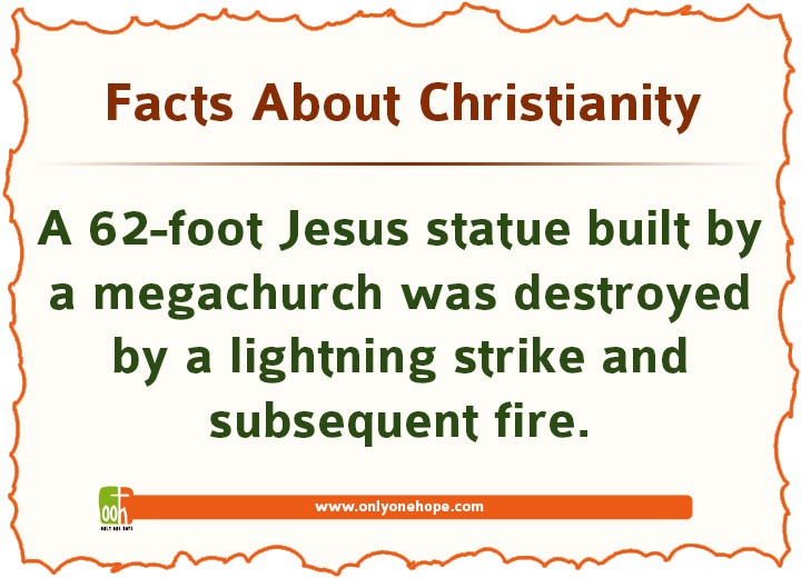 A 62-foot Jesus statue built by a megachurch wasdestroyed by a lightning strike and subsequent fire.