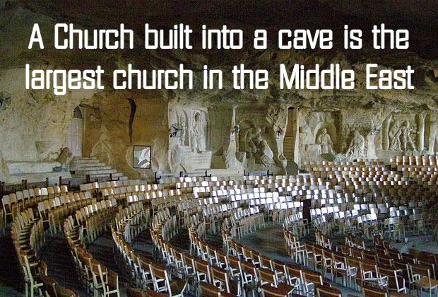 A Church built into a cave is the largest church in the Middle East