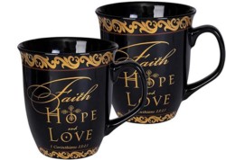 Faith Hope Love Stoneware Mug Set
