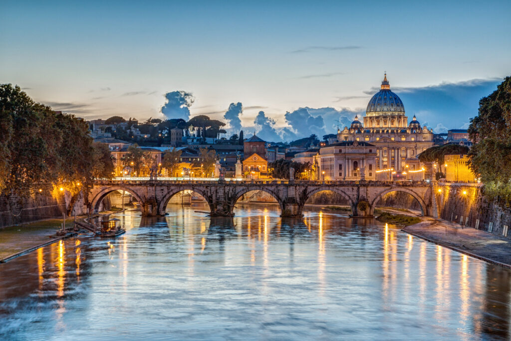a beautiful view of St. Peter’s Basilica in Italy