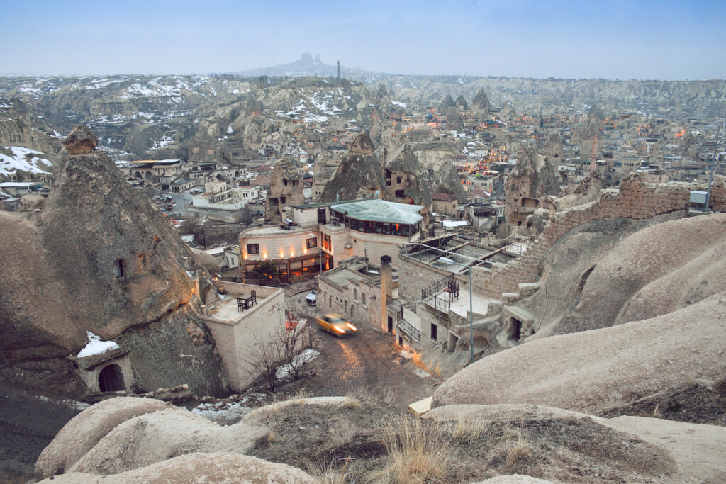 the Goreme town in Cappadocia, Turkey