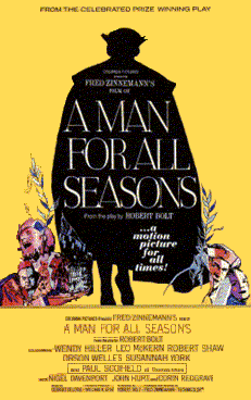 This is a poster for A Man for All Seasons (1966 film). The poster art copyright is believed to belong to the distributor of the film, the publisher of the film, or the graphic artist
